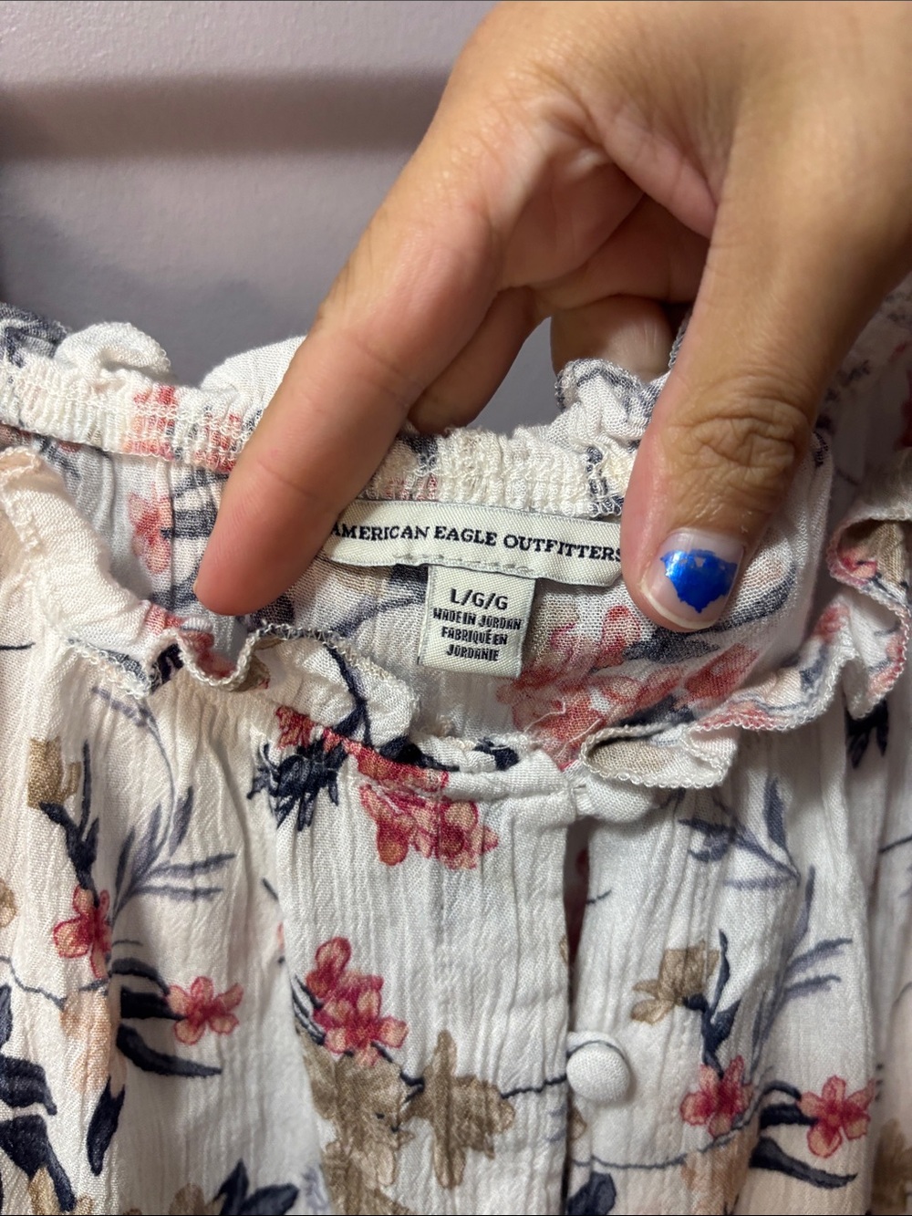 American Eagle Floral Off-The-Shoulder Button Front Blouse Size L - Picture 3 of 6